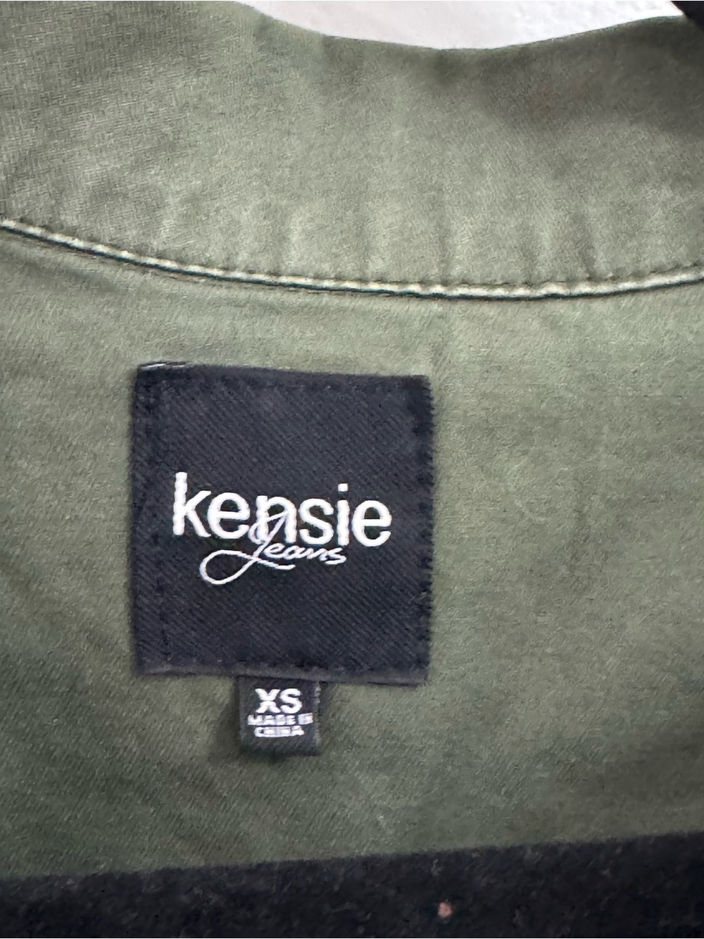 Kensie Women's Olive Utility Jacket with Front Zip and Button - Picture 2 of 3